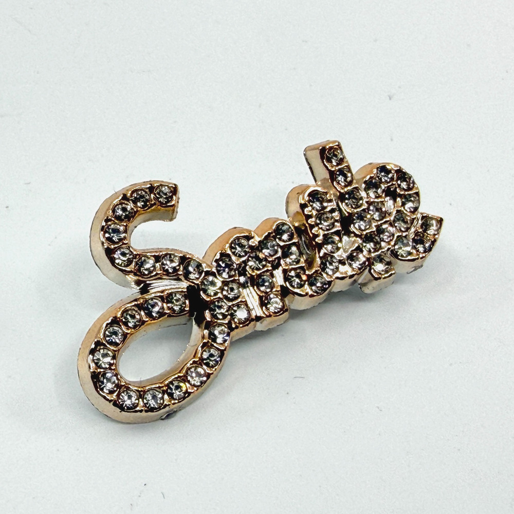 Gold Tone Sparkly Script Name Brooch Pin Personalized Accessory Gift for Her Y2K
